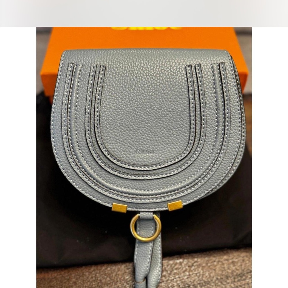 Small Chloe Gray Leather Saddle Bag crossbody